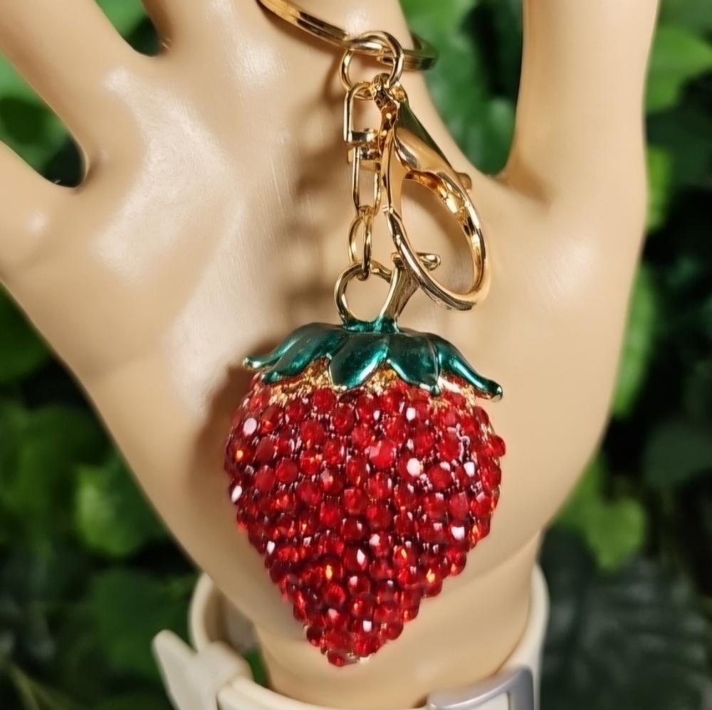 🍓 Charm | Strawberry Keychain Red Rhinestone Crystal bag purse 'Charm'